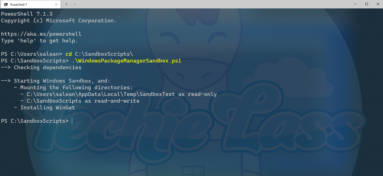 Windows Sandbox with Windows Package Manager install setup