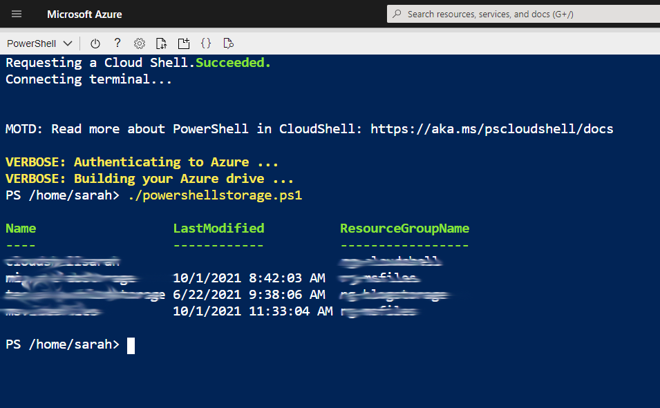 PowerShell output