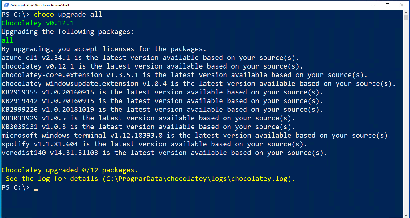 Chocolatey Upgrade command