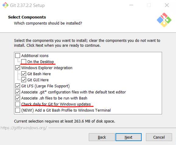 Git install optional components screen
