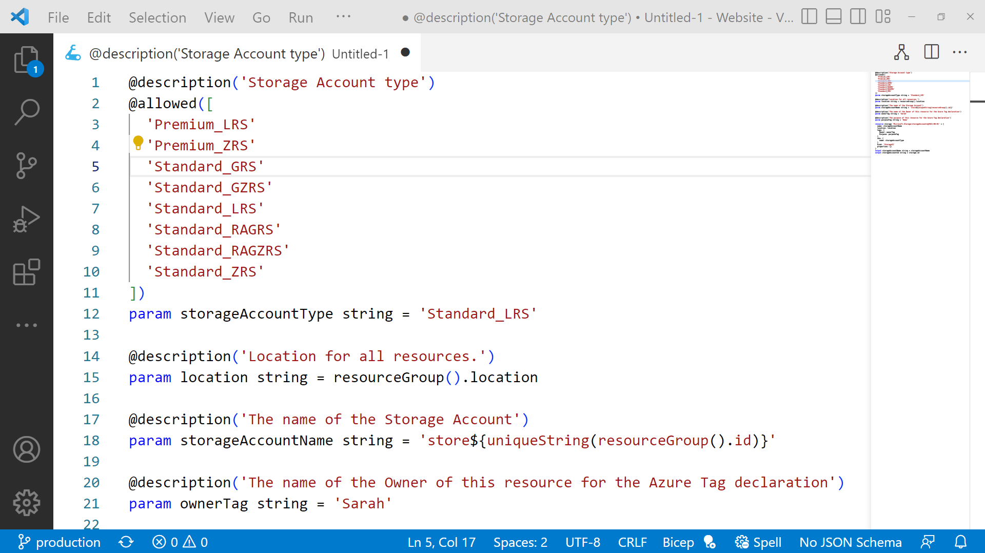 Azure Bicep template example