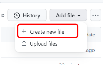 Create a new file in GitHub