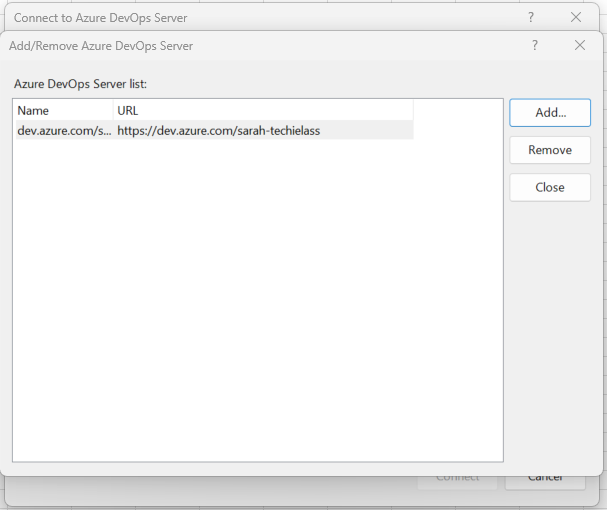 Connect to Azure DevOps within Excel