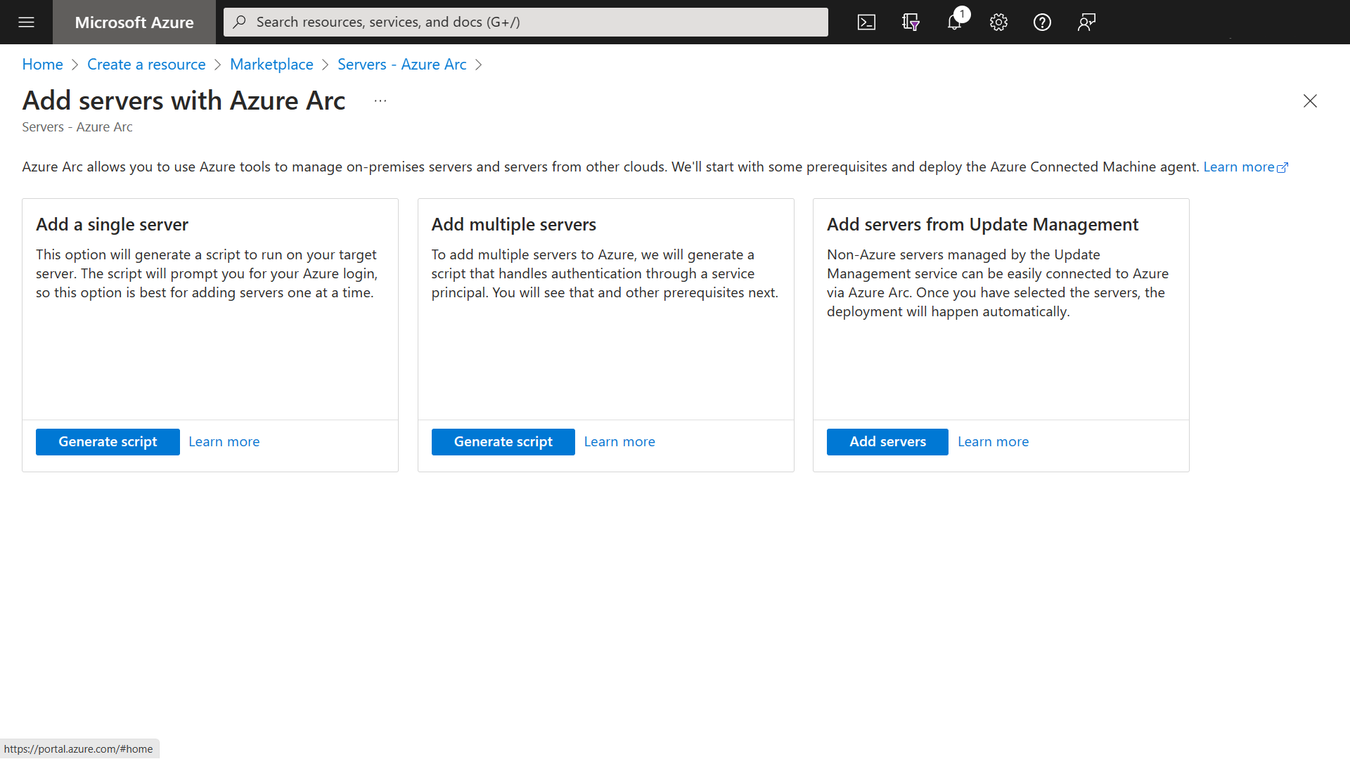 Azure Portal - Server - Azure Arc