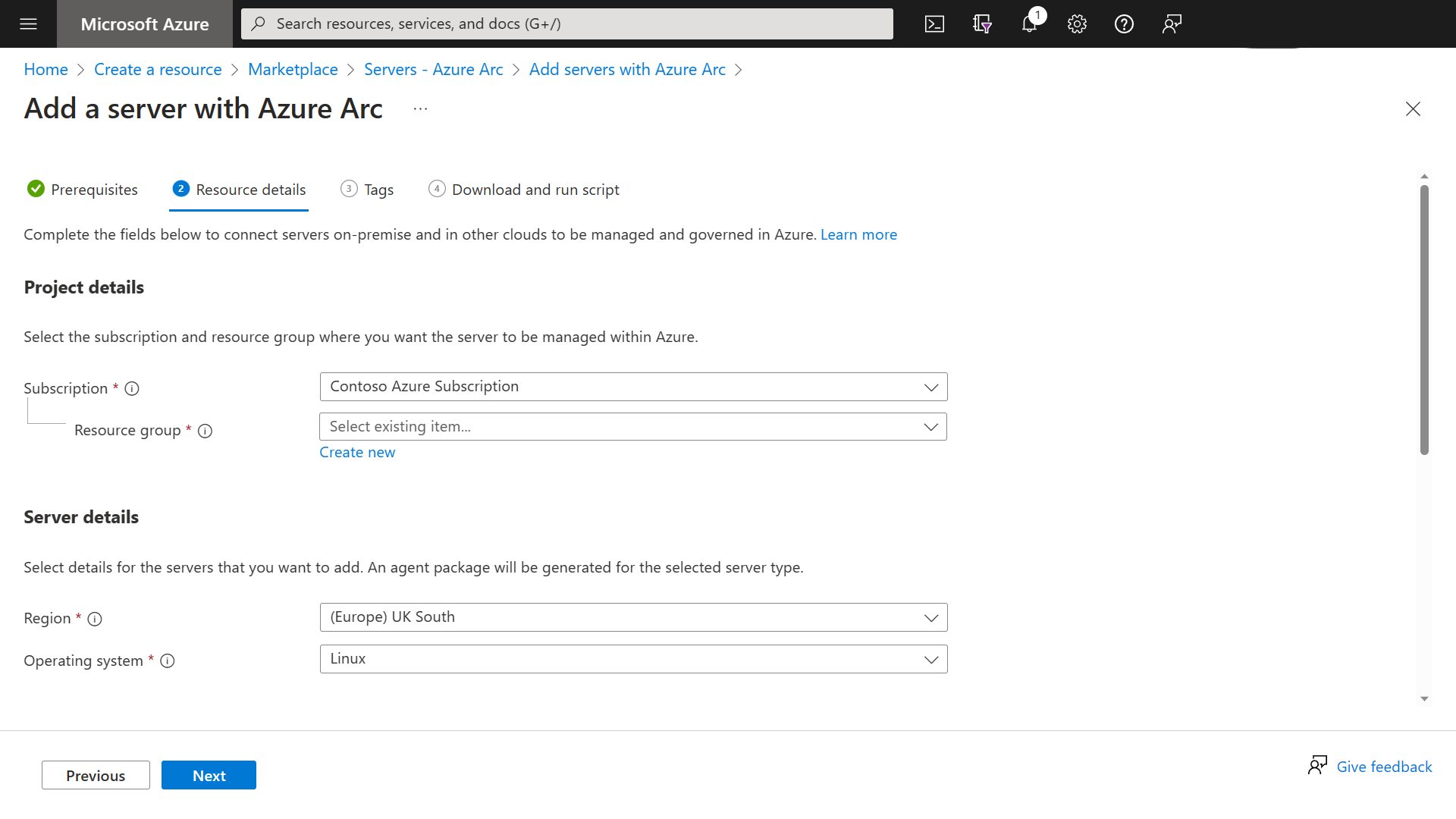 Azure Portal - Server - Azure Arc