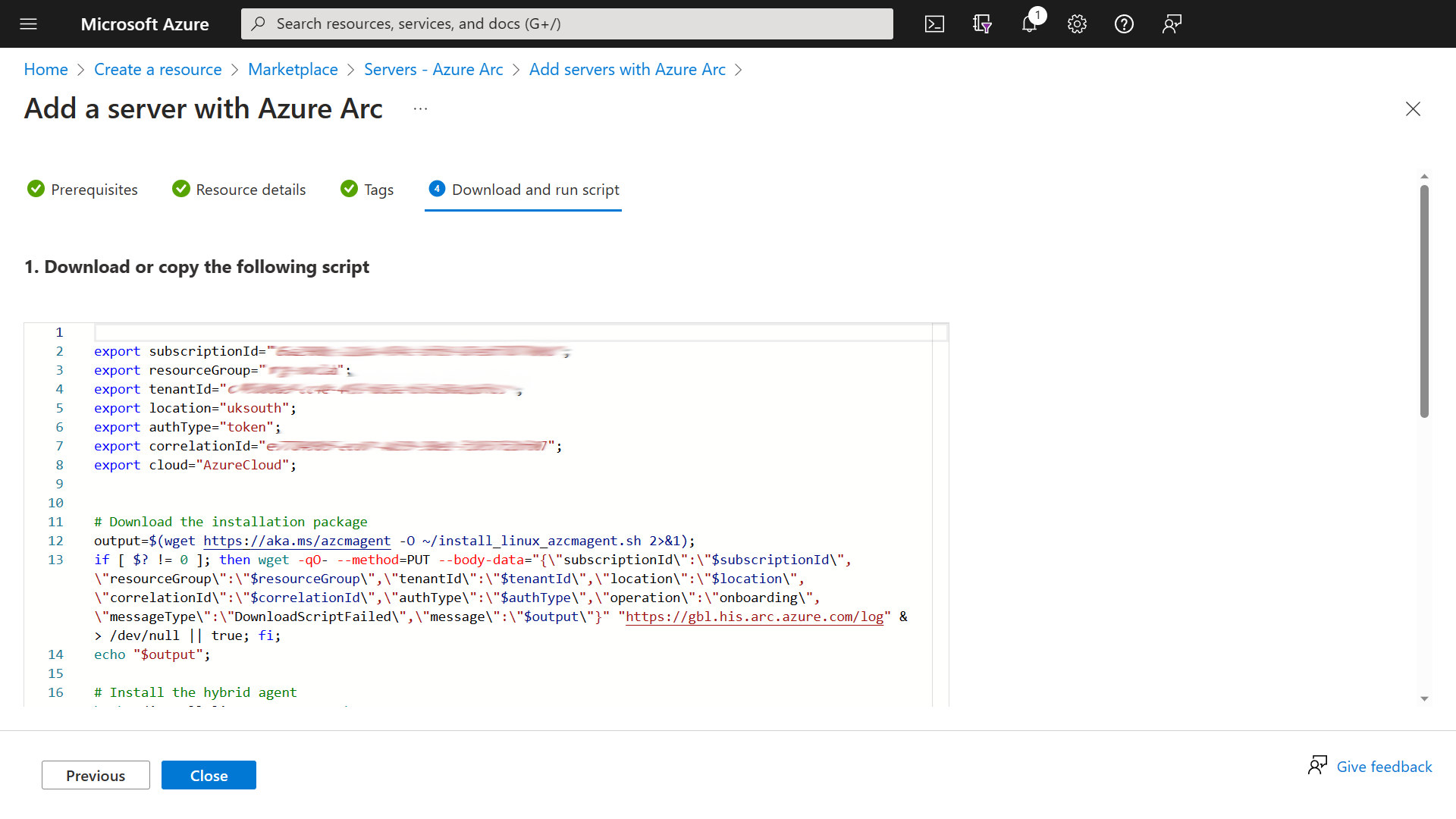 Azure Portal - Server - Azure Arc