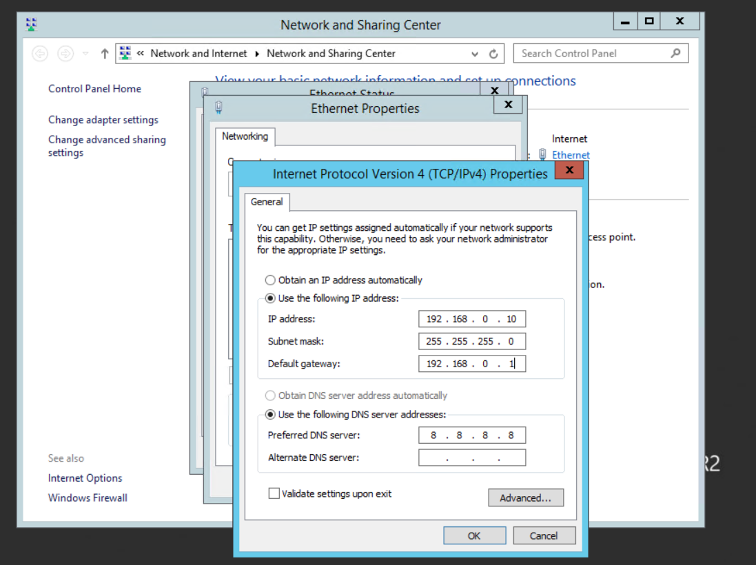 Configure a server IP address