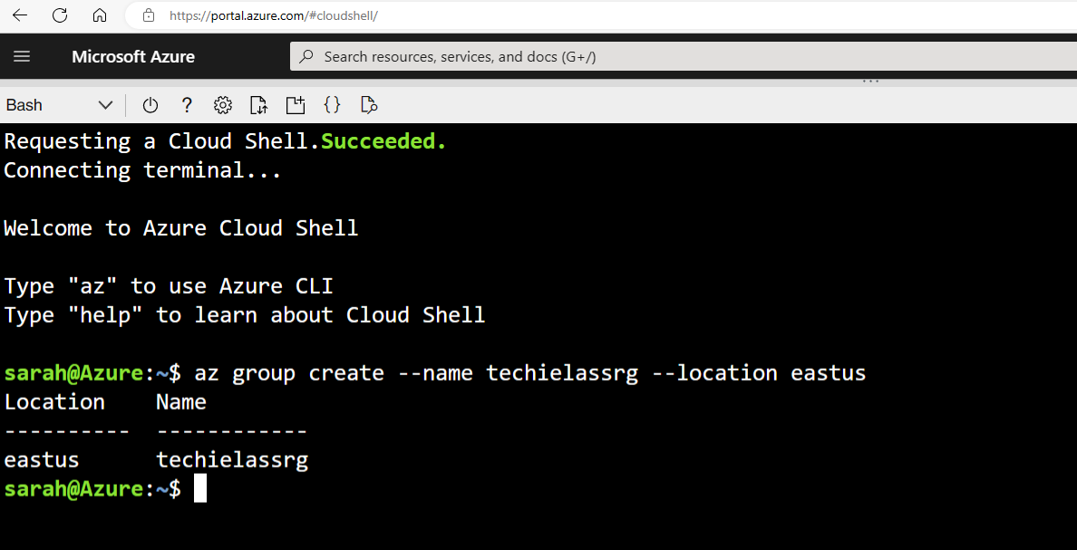 Create an Azure Resource Group with Azure Cloud Shell