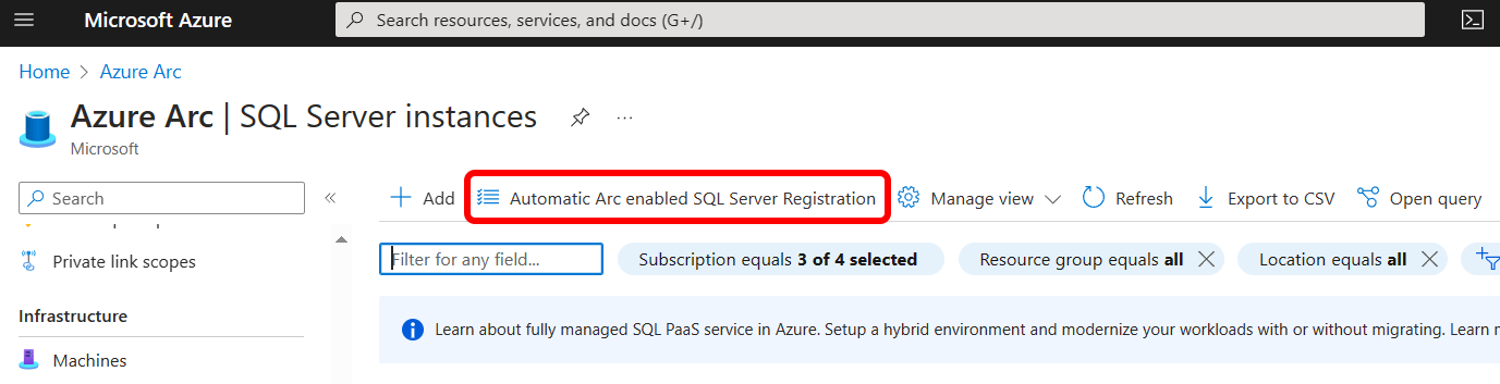 Azure Arc SQL discovery policy