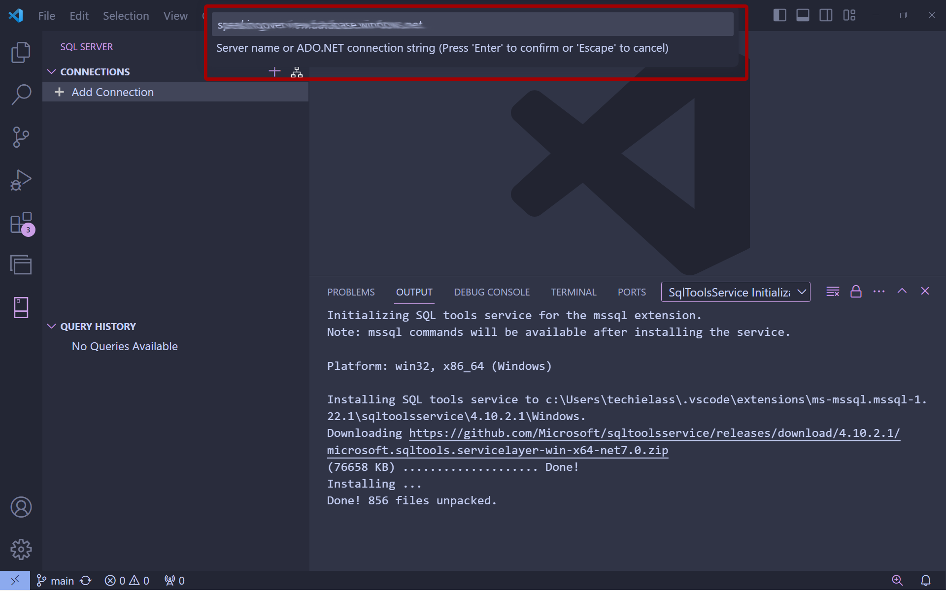 SQL Server VS Code SQL Server name