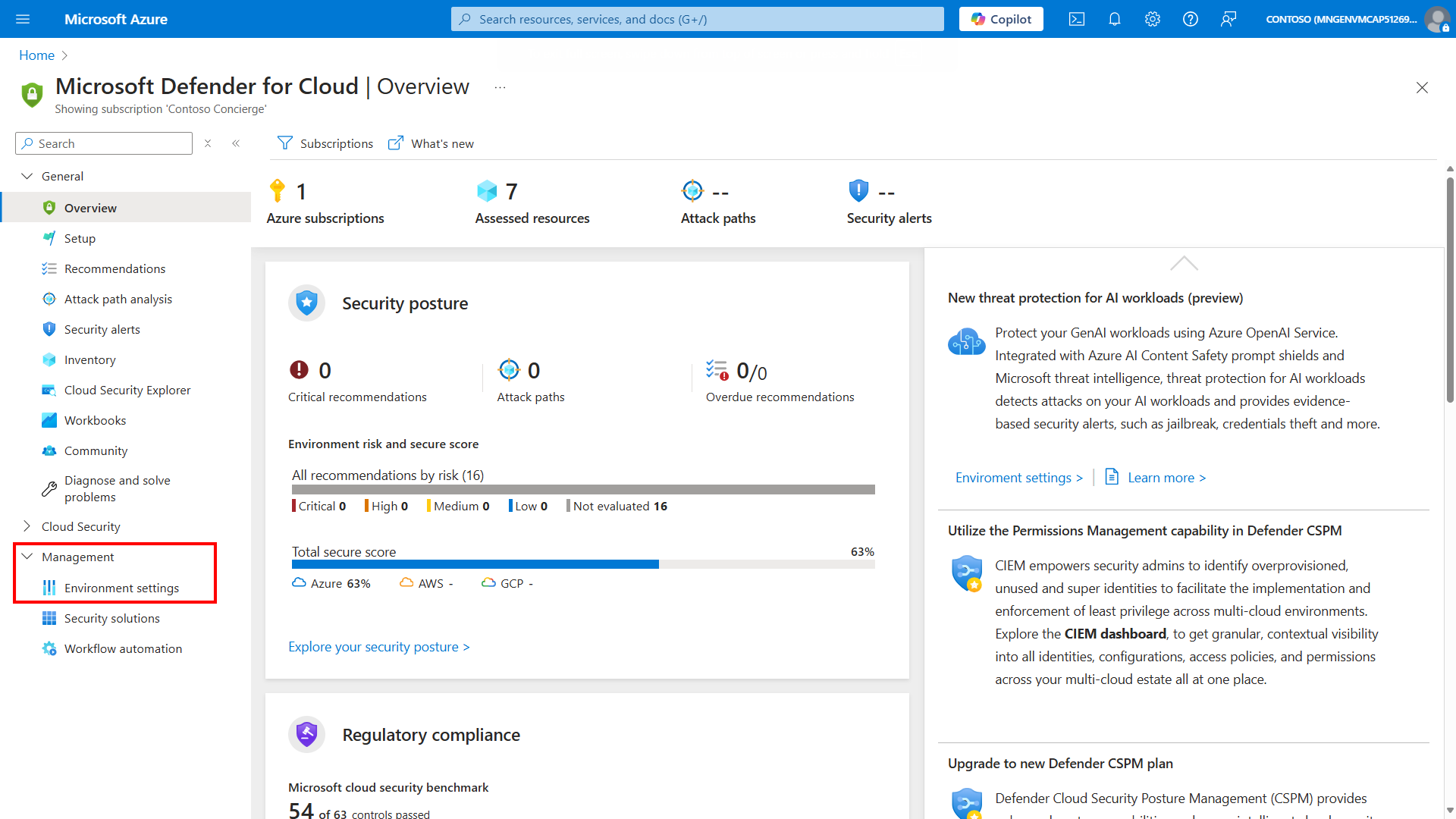 Microsoft Defender for Cloud blade