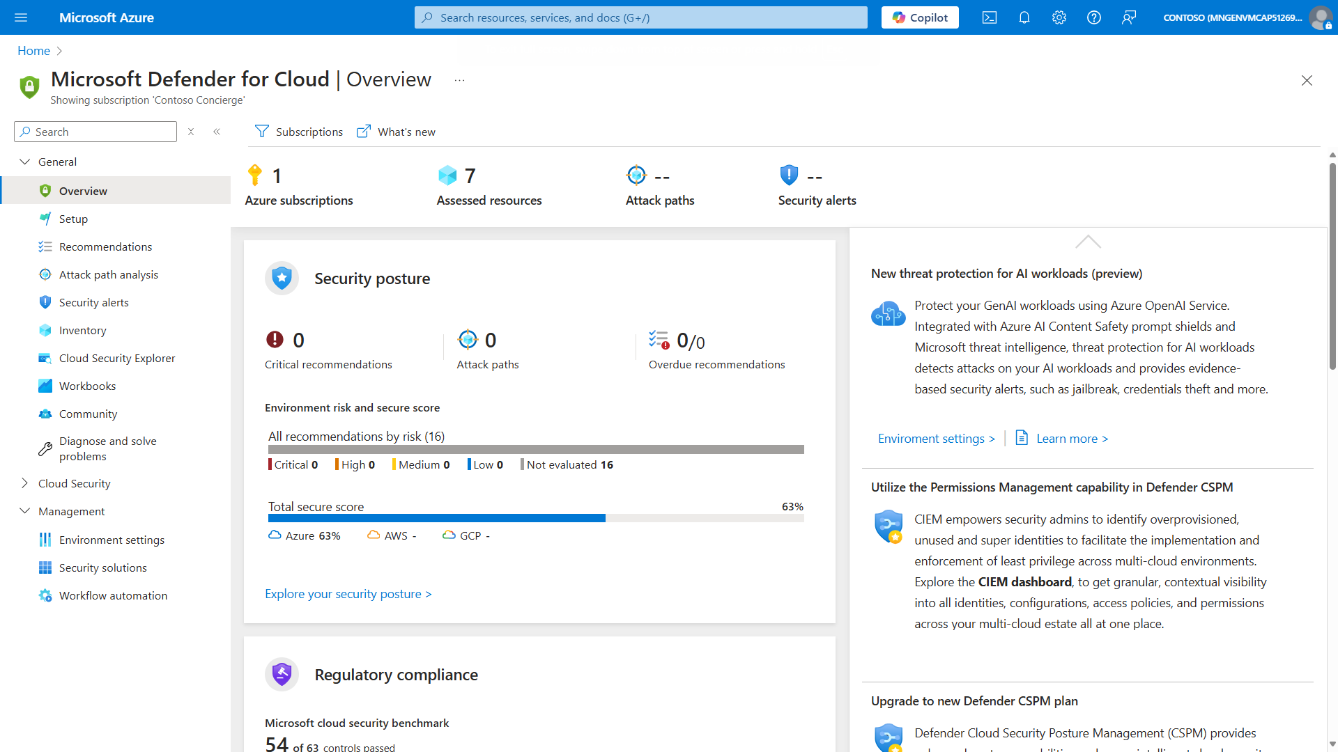 Microsoft Defender for Cloud blade