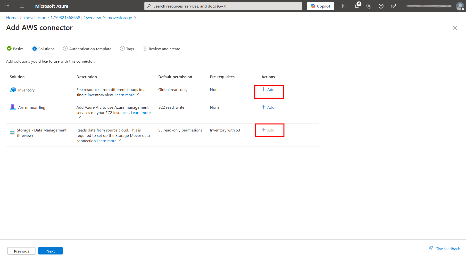 Azure Portal AWS Connector