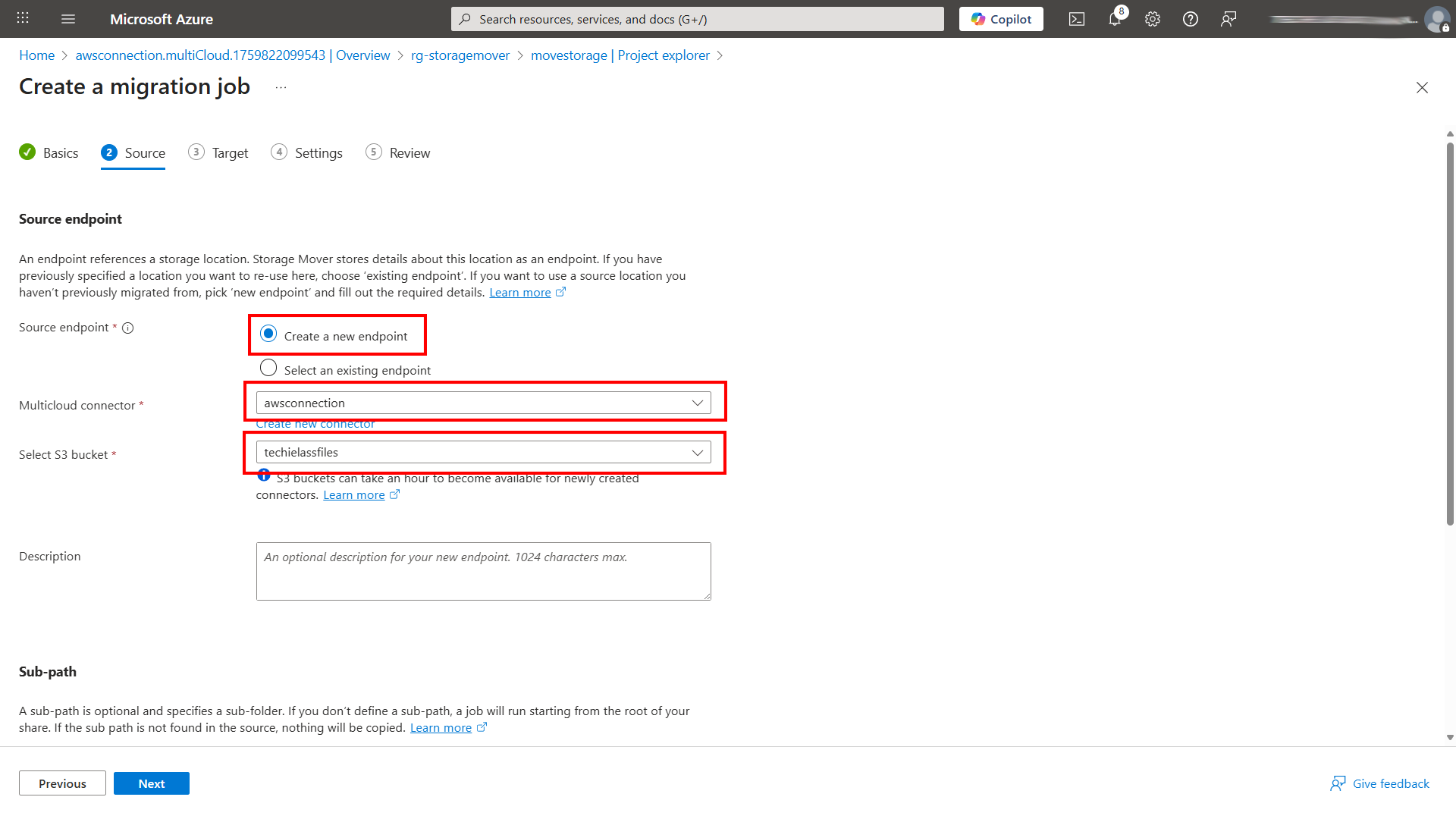 Azure Portal storage mover