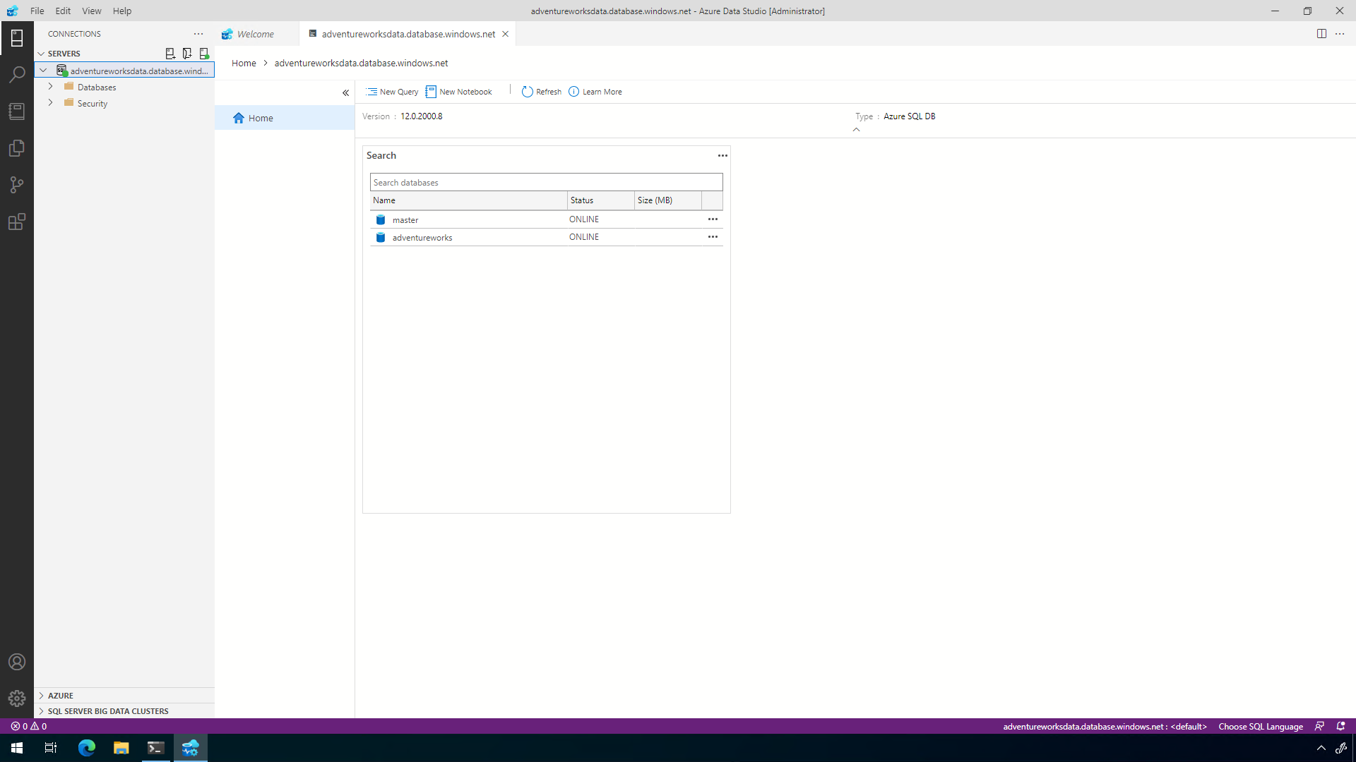 Query SQL with Azure Data Studio