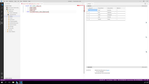 Connect to a SQL database with Visual Studio Code
