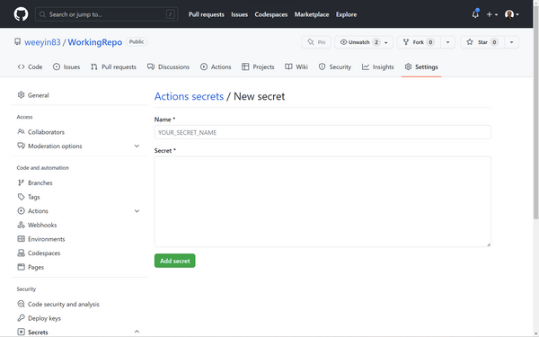 GitHub Actions Secrets
