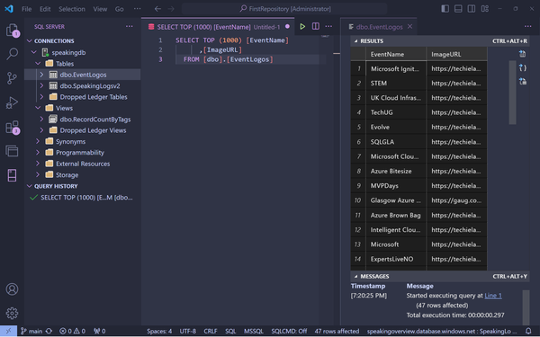 Connect to a SQL database with Visual Studio Code